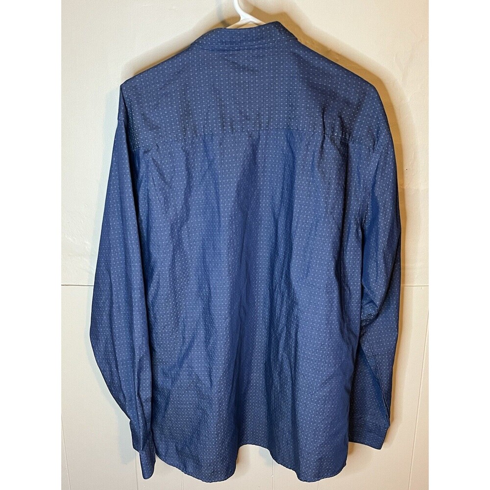 Van Heusen Studio Men’s XL Navy Blue Long Sleeve Button Down Shirt Used - Picture 6 of 6